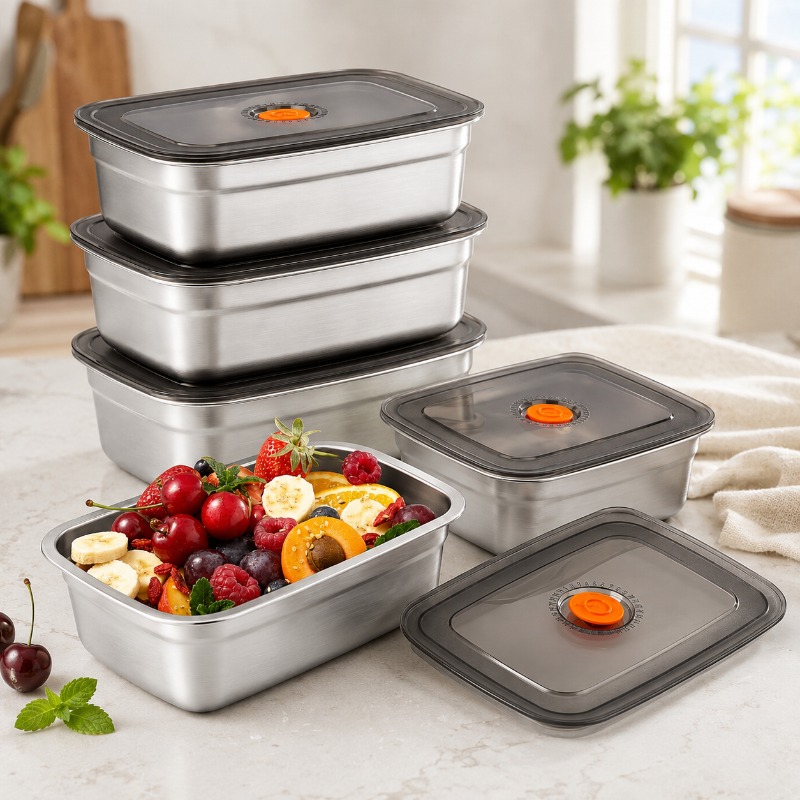 Outdoor Camping Fridge - Stainless Steel Large Capacity Bento Box