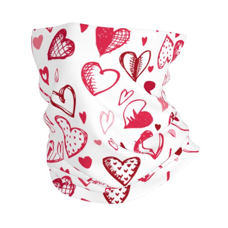 Trekking Gaiters - Pink Red Love Hearts Bandana Neck