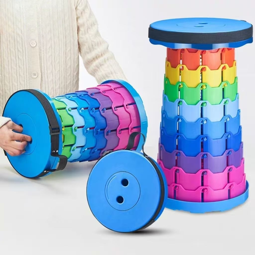 Outdoor Camping Loveseat - Rainbow Telescopic Camping Stool Portable Thickened