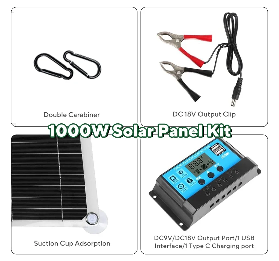 1000W Solar Panel Kit,12V Sola - огляд і ціна Outdoor Camping Van