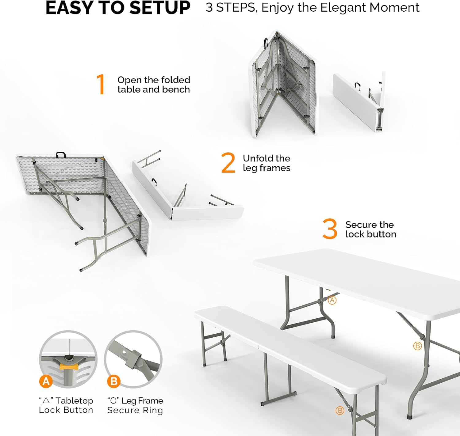 Picnic Table Set with 2 Benche - огляд і ціна Camping Outdoor Or Indoor