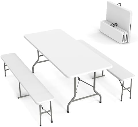 Picnic Table Set with 2 Benche - огляд і ціна Camping Outdoor Or Indoor