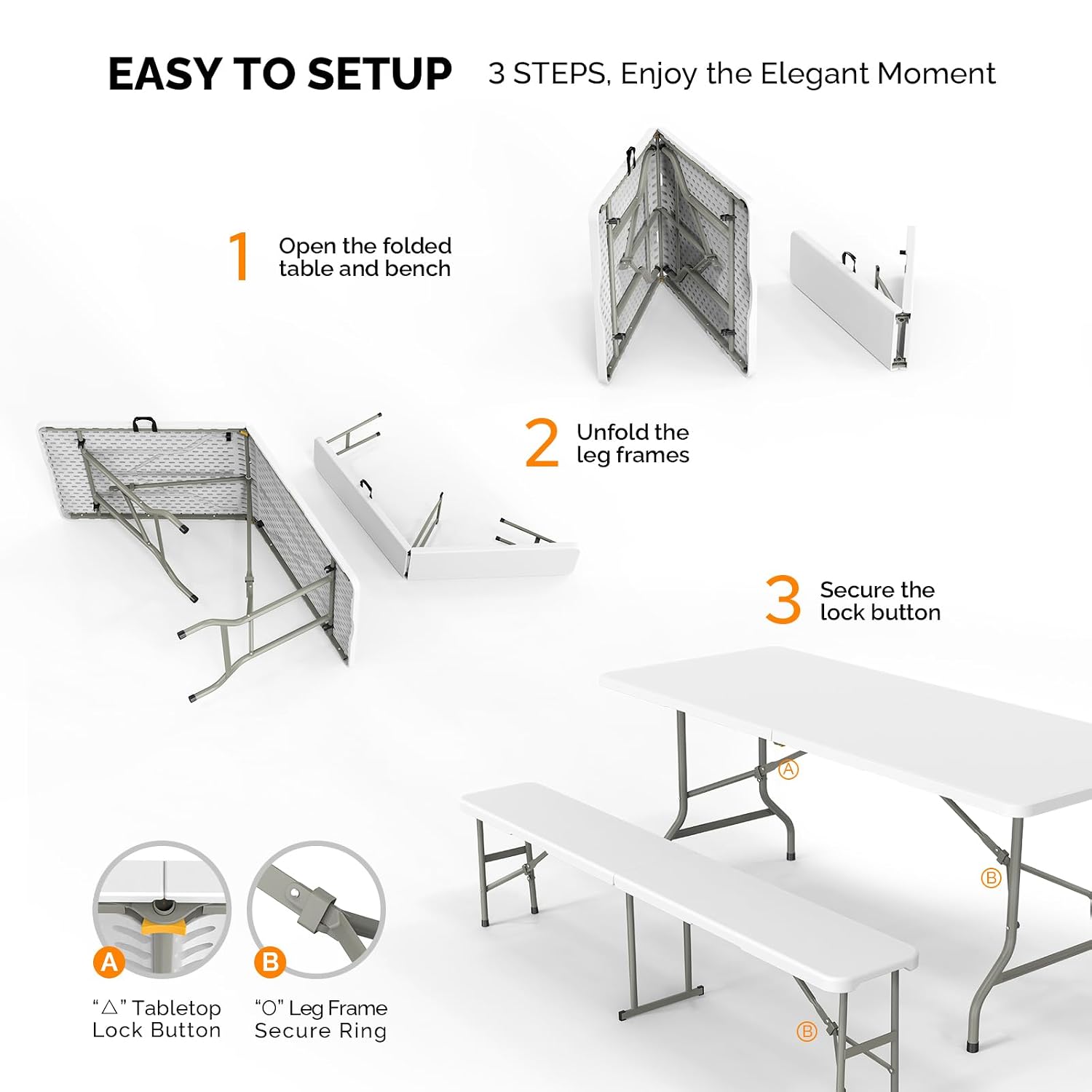 Picnic Table Set with 2 Benche - огляд і ціна Camping Outdoor Or Indoor