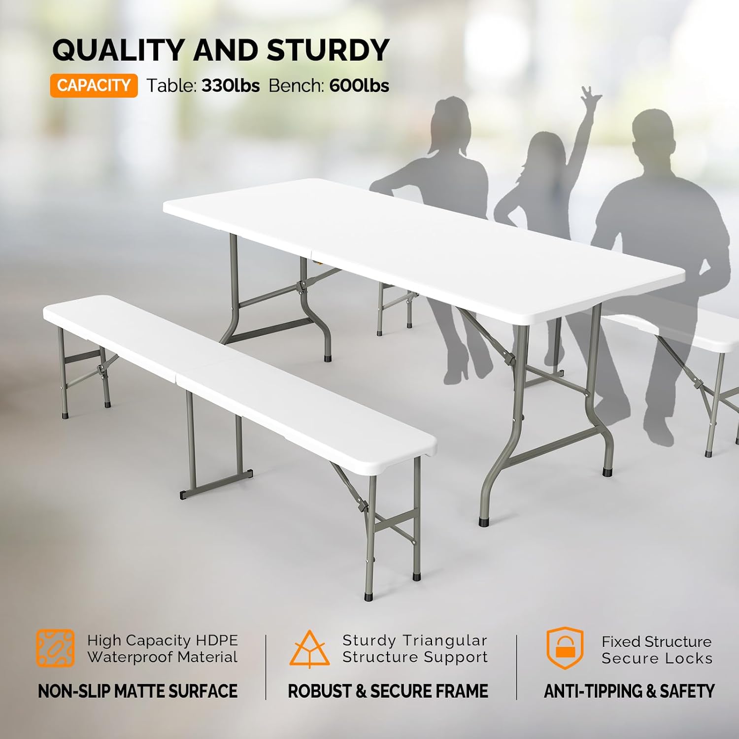 Picnic Table Set with 2 Benche - огляд і ціна Camping Outdoor Or Indoor