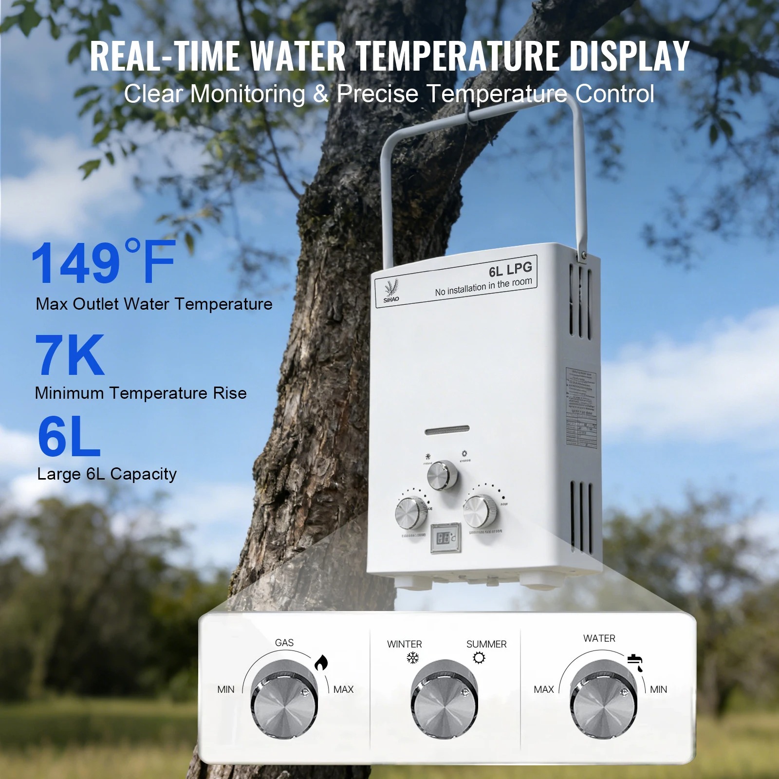 LPG Gas Water Heater|SIHAO 6L  - огляд і ціна Outdoor Camping Water Heater